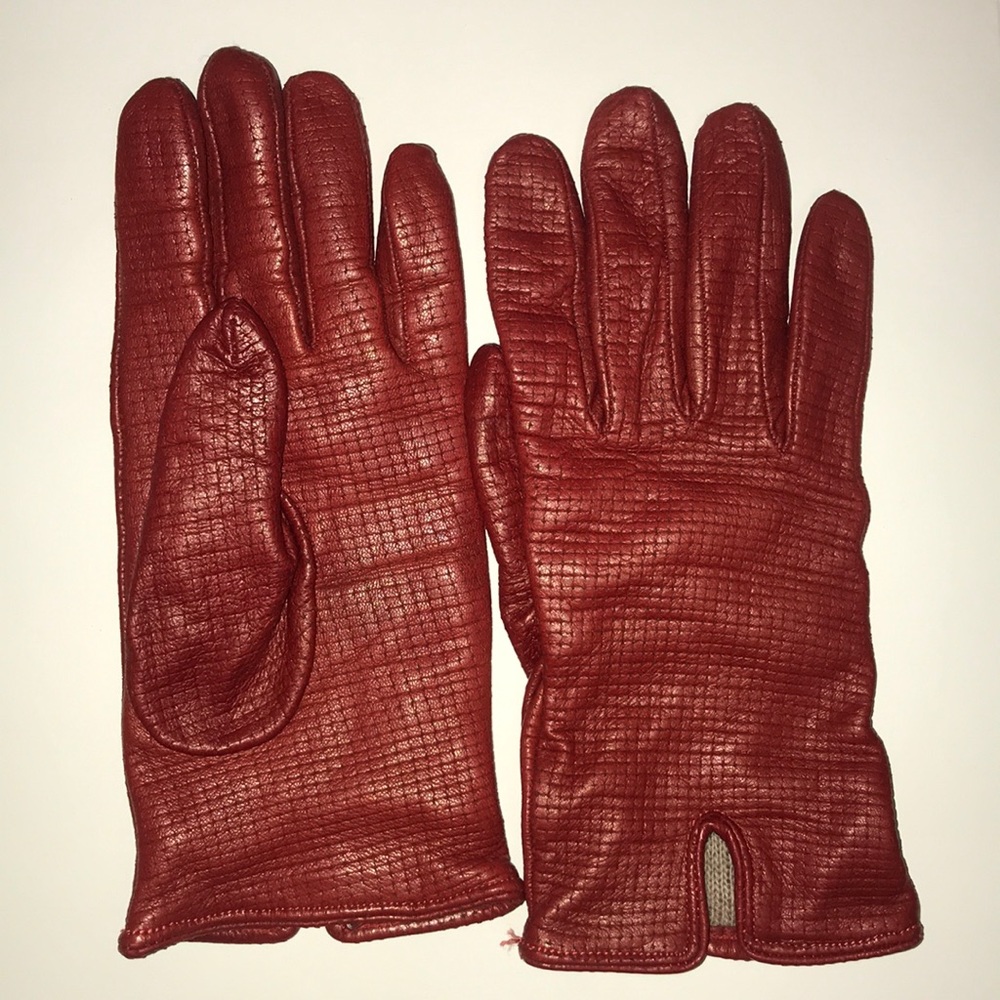 Italian red leather gloves